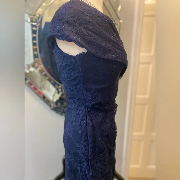 NWT La Femme Wedding Lace Rhinestone Classic Fitted Special Occasion Dress - Picture 13 of 16